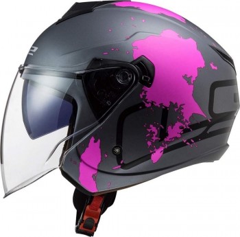 Casco LS2 OF573 Twister II Xover Titanium mate-Purpura  Talla XS