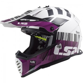 Casco LS2 MX437 Fast Evo Xcode brillo blanco violeta - XXS