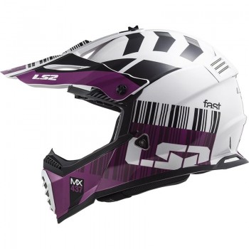 Casco LS2 MX437 Fast Evo Xcode blanco violeta brillo  Talla L