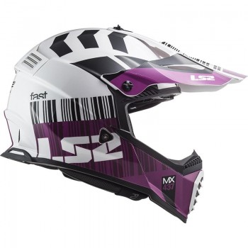 Casco LS2 MX437 Fast Evo Xcode blanco violeta brillo  Talla L