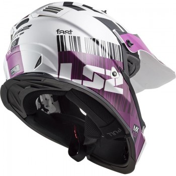 Casco LS2 MX437 Fast Evo Xcode blanco violeta brillo  Talla L