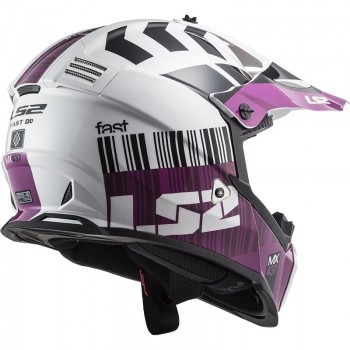 Casco LS2 MX437 Fast Evo Xcode blanco violeta brillo  Talla L