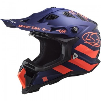 Casco LS2 MX700 Subverter Cargo azul mate-naranja fluor  Talla M