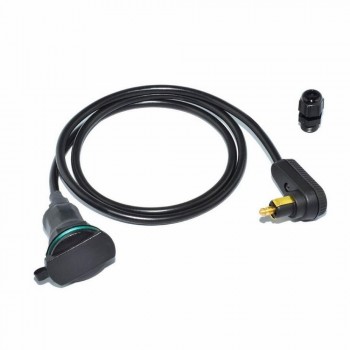 Conector universal clavija mini BMW a 90º tipo encendedor para mochila sobredepósito. Cable 1m. ZA15