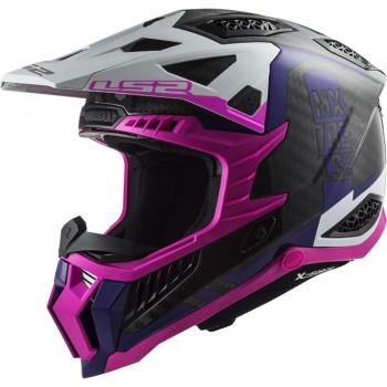 Casco LS2 MX703 X-Force Carbon Victory rosa-blanco talla L