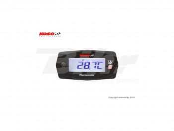 Reloj de temperatura KOSO Mini 4 Race Blanc/Negro(Bateria independiente) BA033020