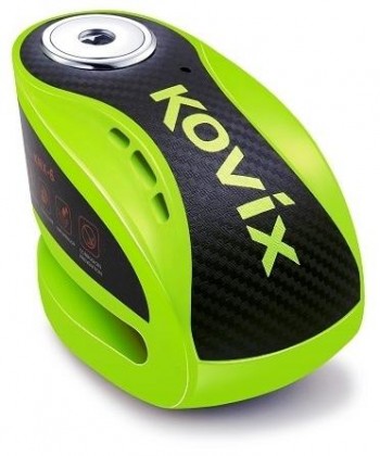 Candado disco con alarma Kovix verde pin 6mm litio