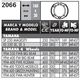 Zapatas freno trasero Yamaha XS400 (Juego)   SBS 2066