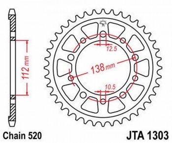 Corona JT 1303 de aluminio con 48 dientes
