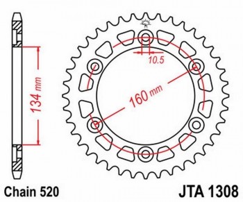 Corona JT 1308 de aluminio con 40 dientes
