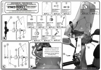 Herrajes parabrisas Kymco People 50/125/200 S 2005-2015 Givi