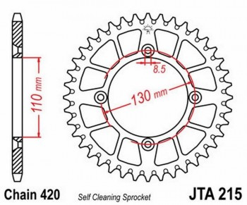 Corona JT 215 de aluminio con 49 dientes