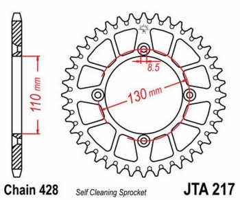 Corona JT 217 de aluminio con 49 dientes