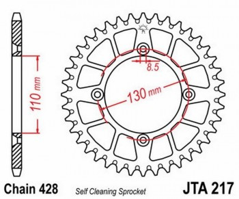 Corona JT 217 de aluminio con 55 dientes