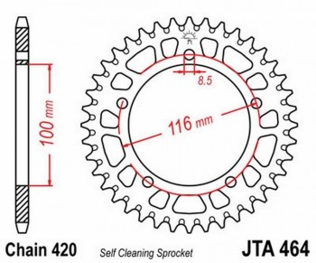 Corona JT 464 de aluminio con 44 dientes