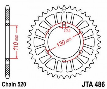 Corona JT 486 de aluminio con 46 dientes