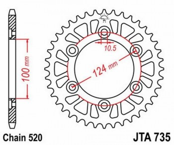 Corona JT 735 de aluminio con 38 dientes