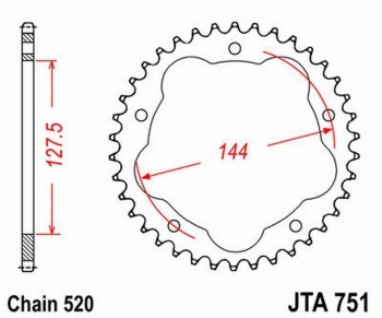 Corona JT 751 de aluminio con 36 dientes