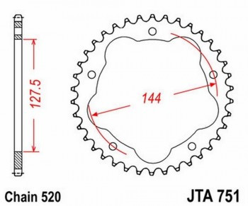 Corona JT 751 de aluminio con 38 dientes