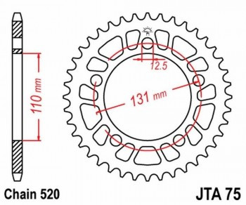 Corona JT 75 de aluminio con 44 dientes