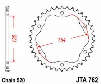 Corona JT 762 de aluminio con 38 dientes