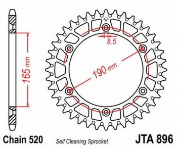 Corona JT 896 de aluminio con 48 dientes