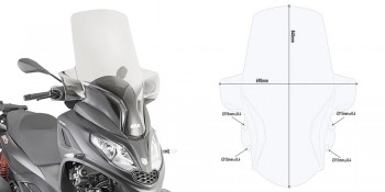 Parabrisas Piaggio MP3 300 HPE 2019- Givi transparente con spoiler