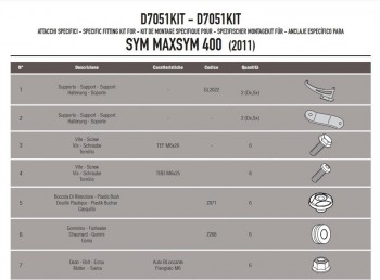 Herrajes parabrisas SYM Maxsym 400 2011-2020 Givi