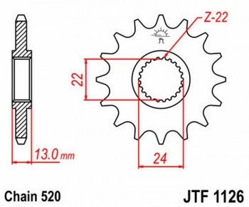 Piñon JT 1126 de acero con 16 dientes