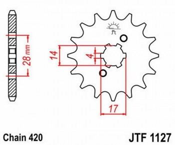 Piñon JT 1127 de acero con 13 dientes