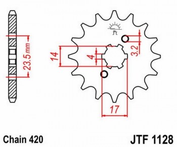 Piñon JT 1128 de acero con 11 dientes