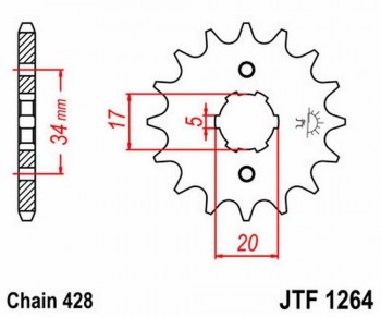 Piñon JT 1264 de acero con 15 dientes