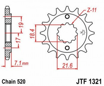 Piñon JT 1321 de acero con 13 dientes