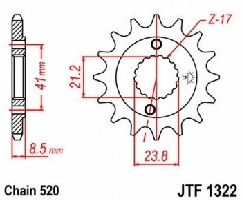 Piñon JT 1322 de acero con 15 dientes