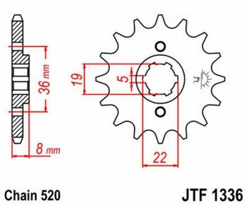 Piñon JT 1336 de acero con 13 dientes