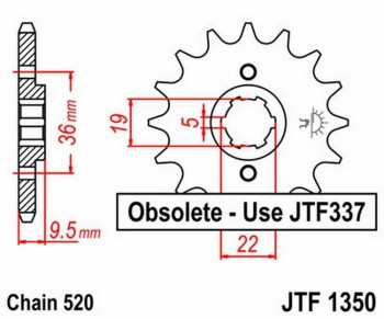 Piñon JT 1350 de acero con 13 dientes