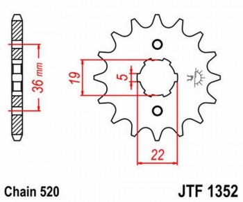 Piñon JT 1352 de acero con 12 dientes