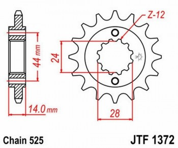 Piñon JT 1372 de acero con 17 dientes