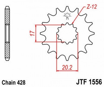 Piñon JT 1556 de acero con 12 dientes