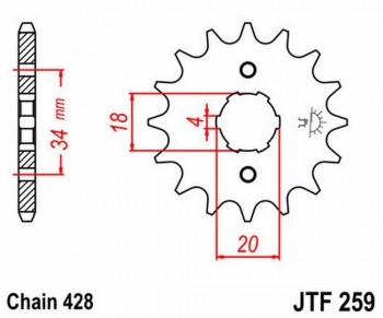 Piñon JT 259 de acero con 14 dientes