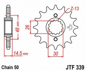 Piñon JT 339 de acero con 16 dientes