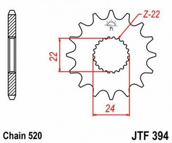 Piñon JT 394 de acero con 14 dientes