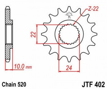 Piñon JT 402 de acero con 13 dientes