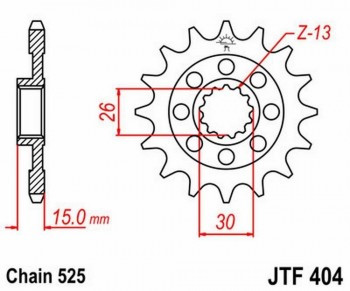 Piñon JT 404 de acero con 17 dientes