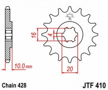 Piñon JT 410 de acero con 13 dientes