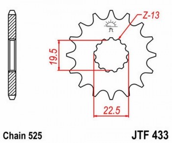 Piñon JT 433 de acero con 14 dientes