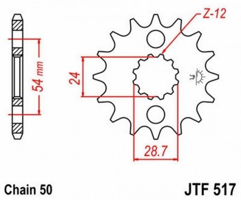 Piñon JT 517 de acero con 17 dientes