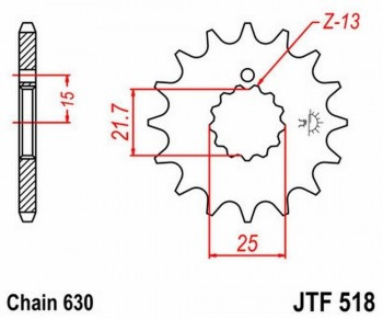 Piñon JT 518 de acero con 13 dientes