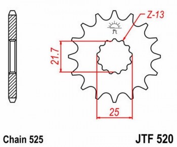 Piñón JT 520 de acero con 14 dientes