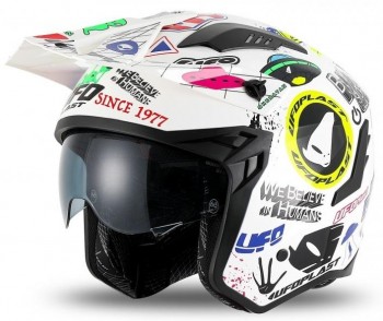 Casco Jet UFO Sheratan Graphics blanco talla L